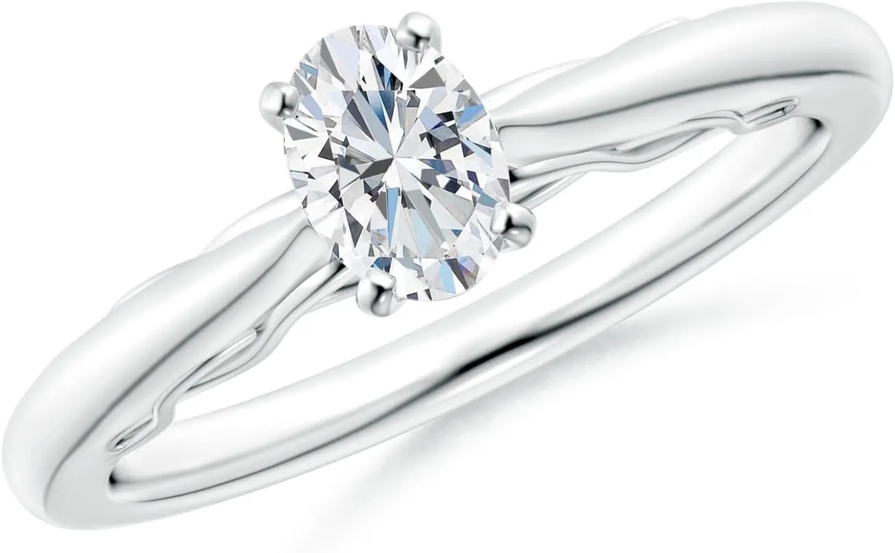 Angara Lab Grown Oval Diamond Solitaire Infinity Engagement Ring in Silver / 14K Solid Gold/Platinum | April Birthstone, Birthday, Anniversary, Wedding Jewelry Gift for Women