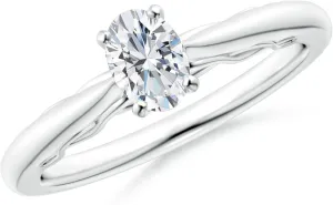 Angara Lab Grown Oval Diamond Solitaire Infinity Engagement Ring in Silver / 14K Solid Gold/Platinum | April Birthstone, Birthday, Anniversary, Wedding Jewelry Gift for Women