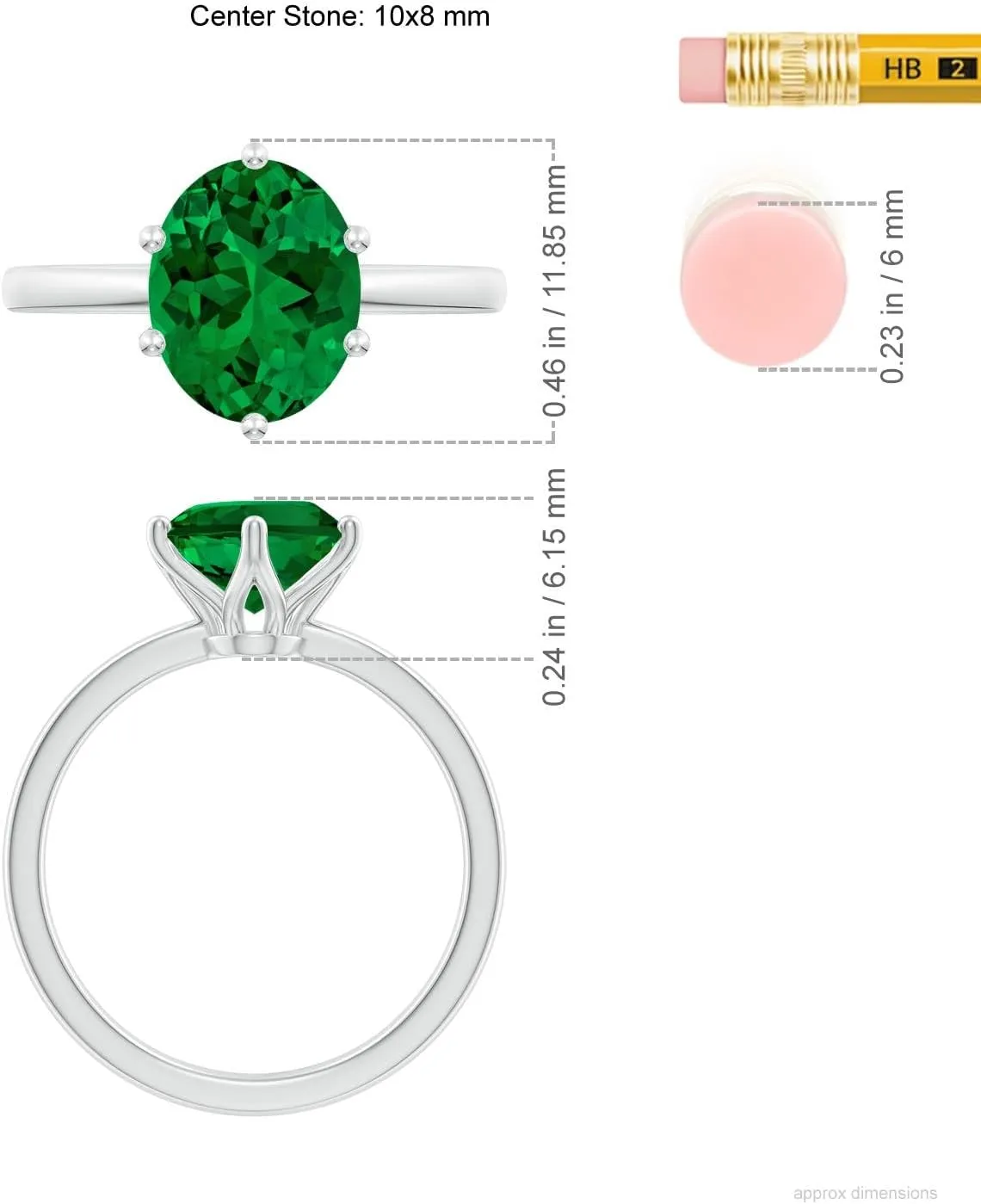 Angara Lab Grown Oval Emerald Solitaire Classic Engagement Ring in 14K Solid Gold/Platinum | May Birthstone, Birthday, Anniversary, Wedding Jewelry Gift for Women