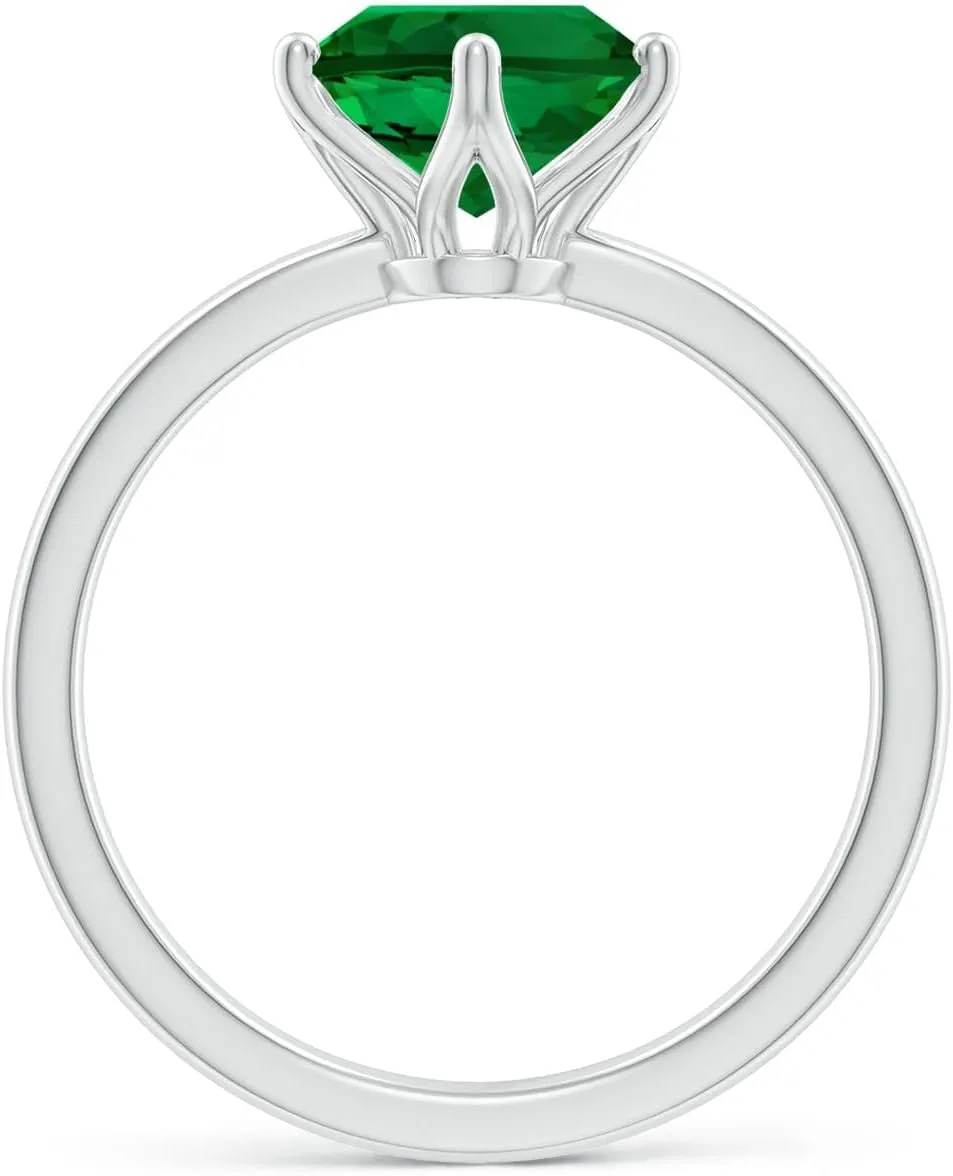 Angara Lab Grown Oval Emerald Solitaire Classic Engagement Ring in 14K Solid Gold/Platinum | May Birthstone, Birthday, Anniversary, Wedding Jewelry Gift for Women