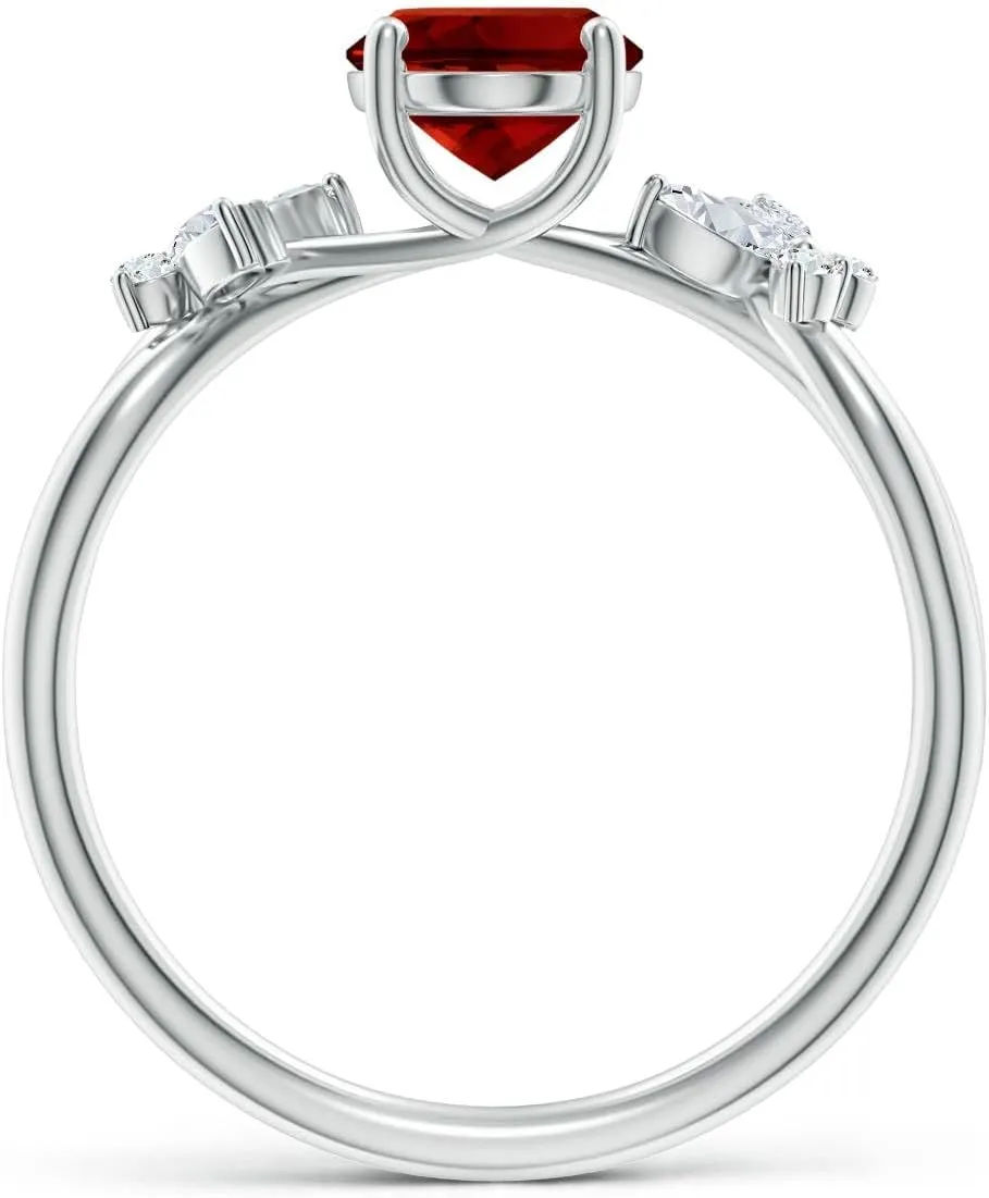 Angara Lab Grown Oval Ruby Butterfly Engagement Ring in 14K Solid Gold/Platinum | July Birthstone, Birthday, Anniversary, Wedding Jewelry Gift for Women