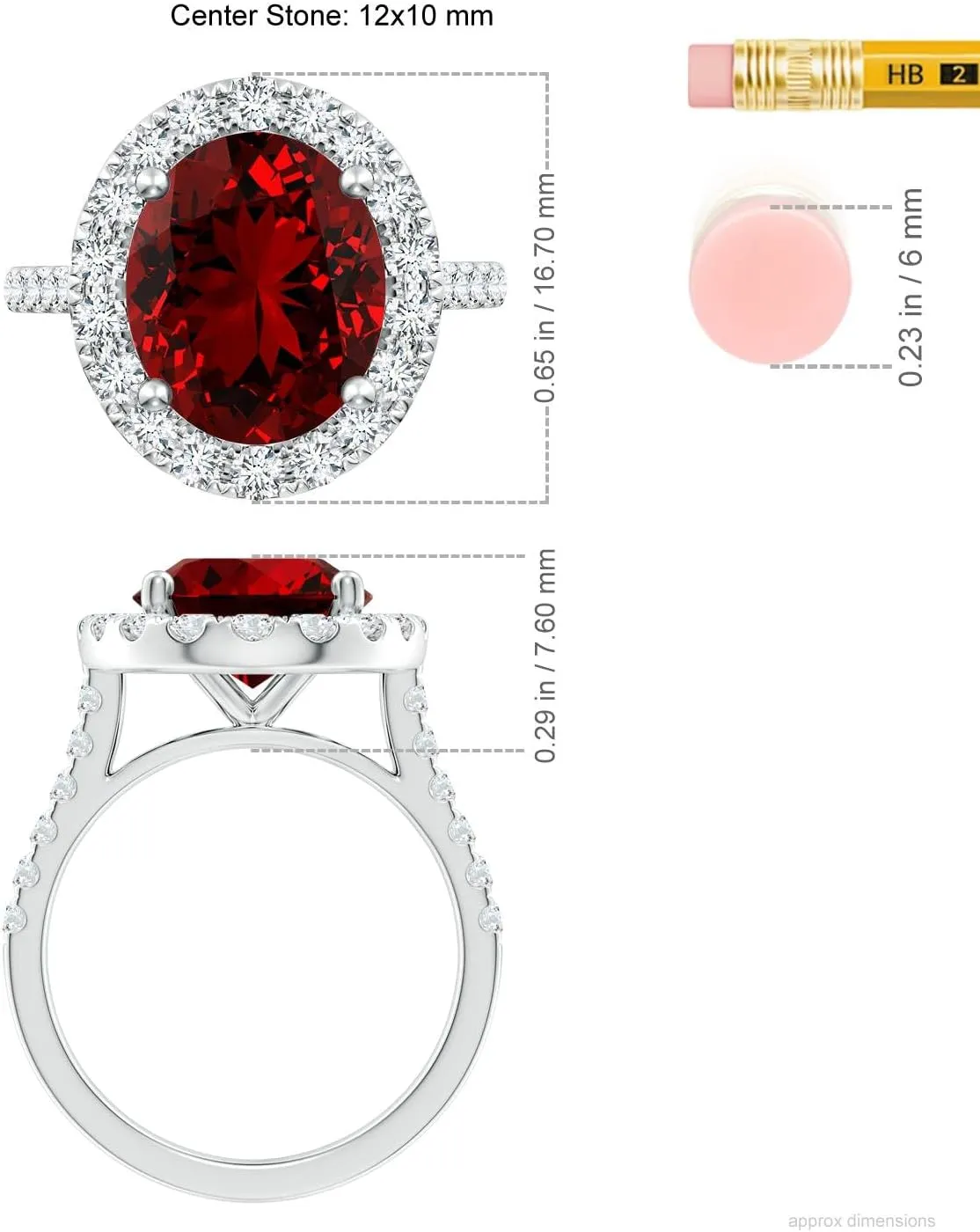 Angara Lab Grown Oval Ruby Halo Ring with Lab Diamond Accents in 14K Solid Gold/Platinum | July Birthstone, Birthday, Engagement, Anniversary, Wedding Jewelry Gift for Women