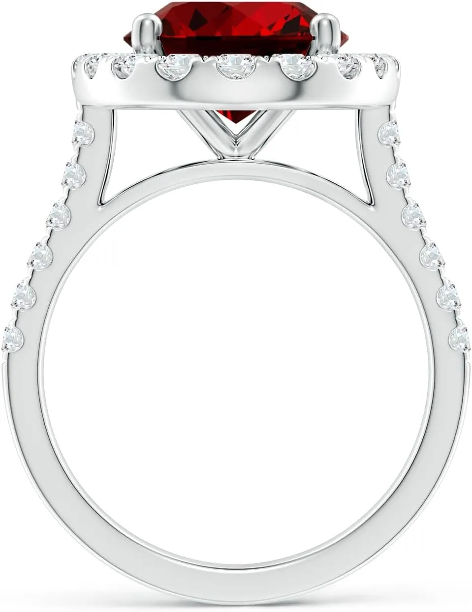Angara Lab Grown Oval Ruby Halo Ring with Lab Diamond Accents in 14K Solid Gold/Platinum | July Birthstone, Birthday, Engagement, Anniversary, Wedding Jewelry Gift for Women