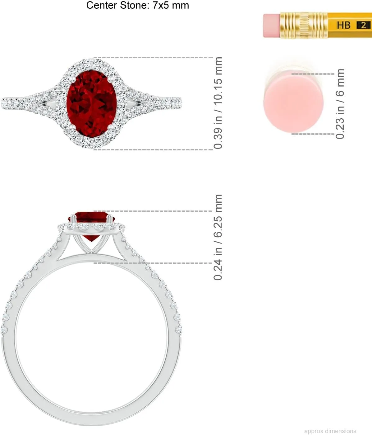 Angara Lab Grown Oval Ruby Halo Split Shank Engagement Ring in 14K Solid Gold/Platinum | July Birthstone, Birthday, Anniversary, Wedding Jewelry Gift for Women