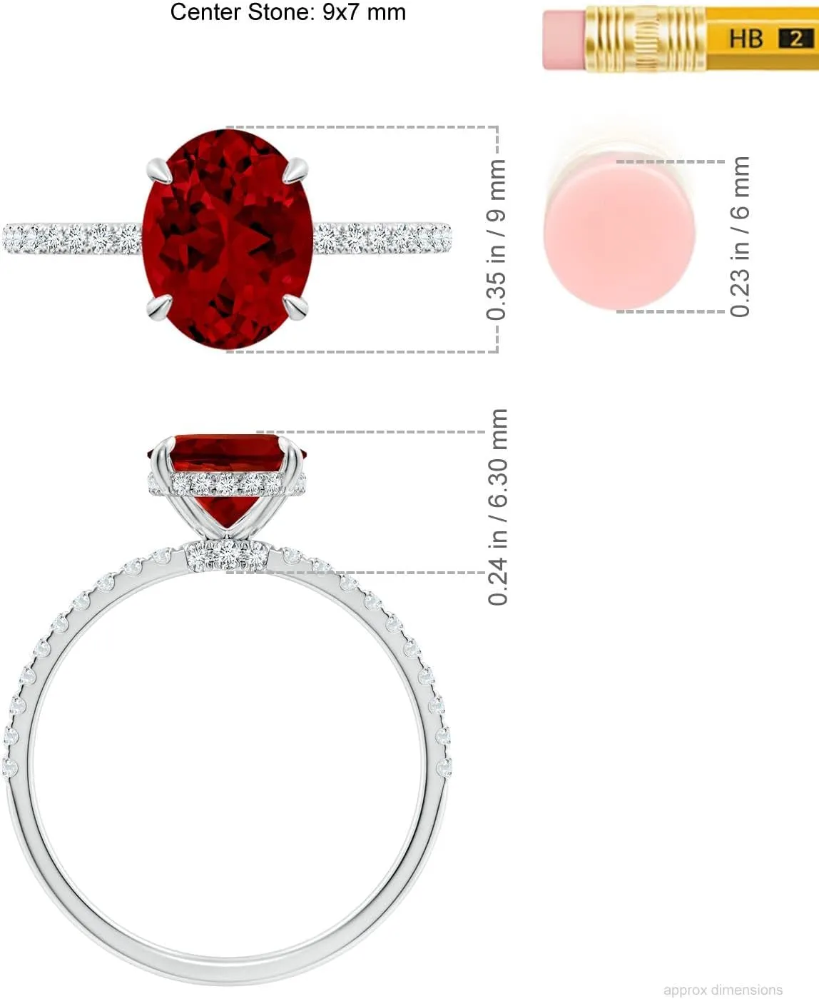 Angara Lab Grown Oval Ruby Hidden Halo Classic Engagement Ring in 14K Solid Gold/Platinum | July Birthstone, Birthday, Anniversary, Wedding Jewelry Gift for Women