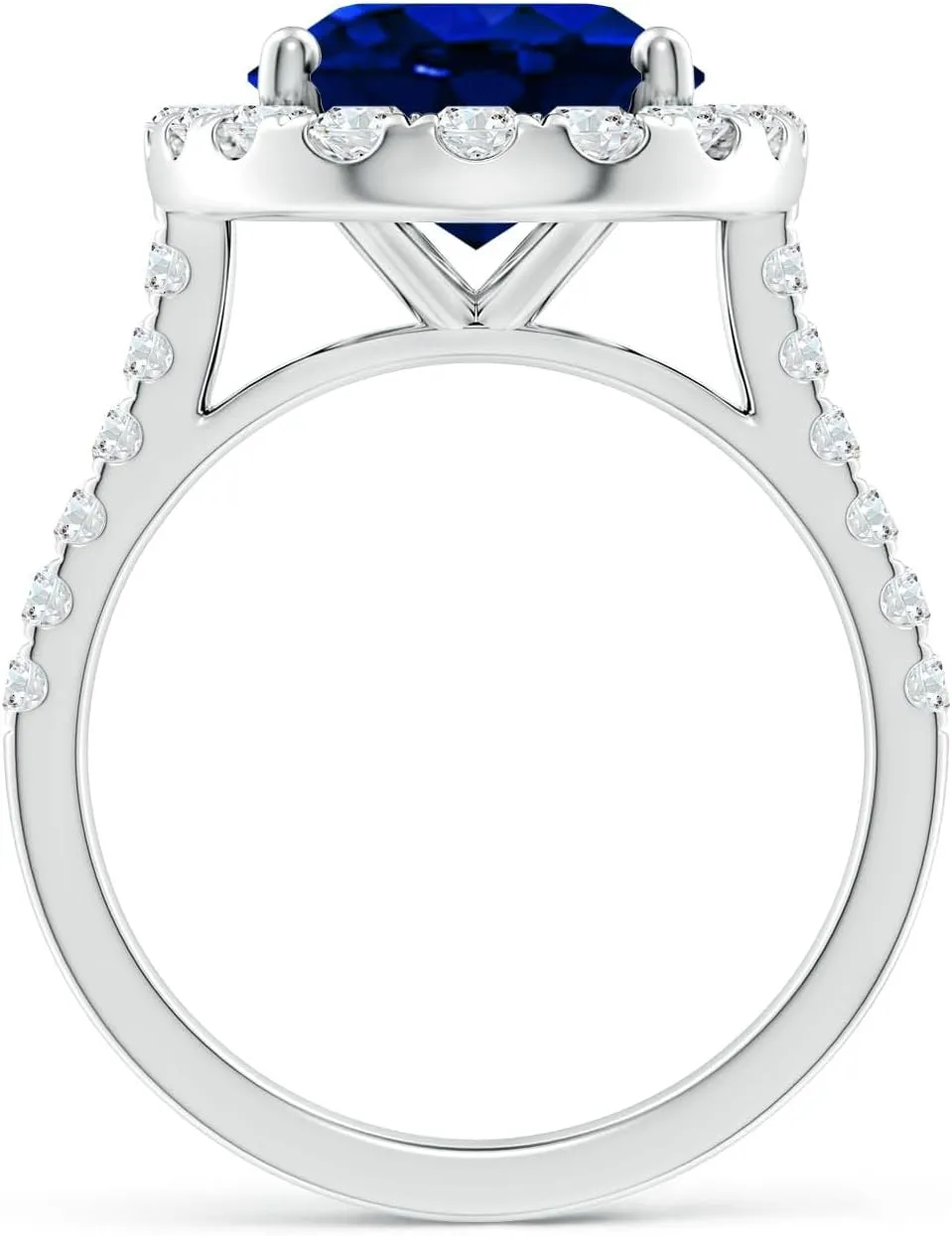 Angara Lab Grown Oval Sapphire Halo Ring with Lab Diamond Accents in 14K Solid Gold/Platinum | September Birthstone, Birthday, Engagement, Anniversary, Wedding Jewelry Gift for Women