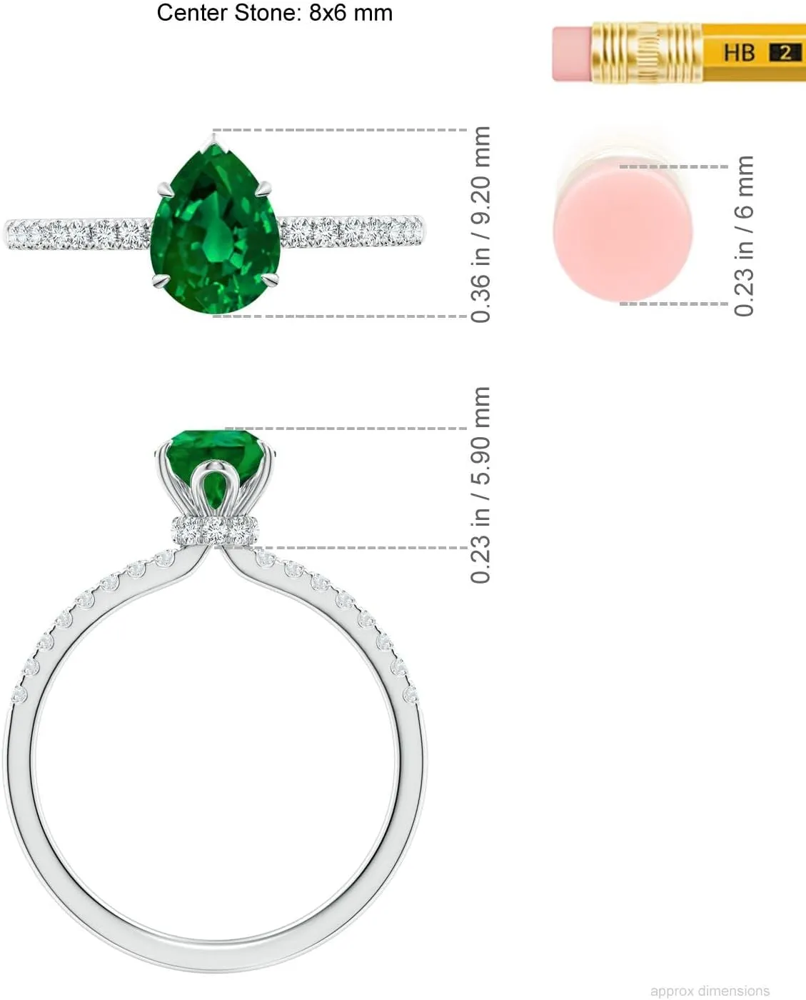 Angara Lab Grown Pear-Shaped Emerald Hidden Halo Engagement Ring in 14K Solid Gold/Platinum | Birthday, Anniversary, Wedding Jewelry Gift for Women