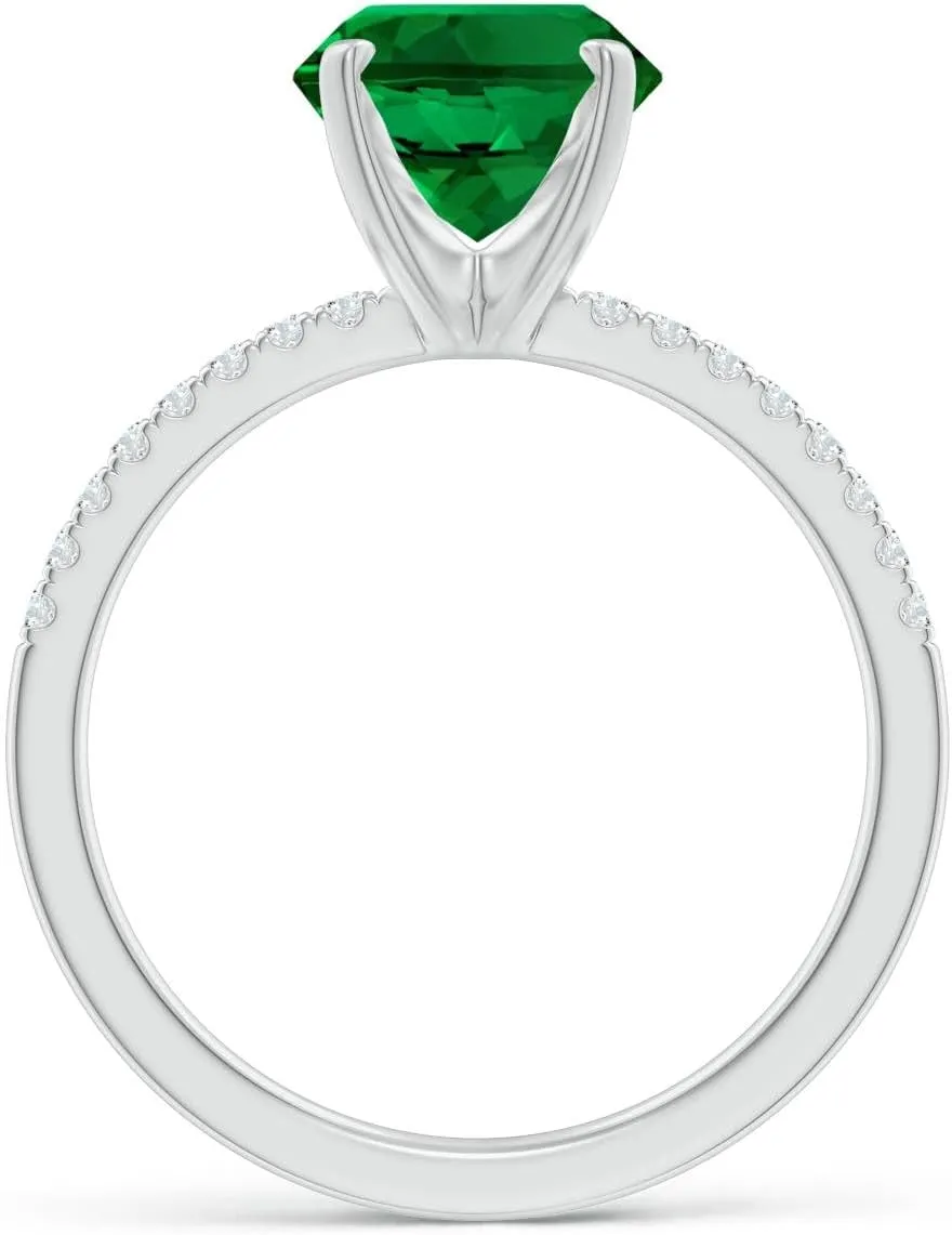Angara Lab Grown Peg Head Oval Emerald Classic Engagement Ring in 14K Solid Gold/Platinum | May Birthstone, Birthday, Anniversary, Wedding Jewelry Gift for Women