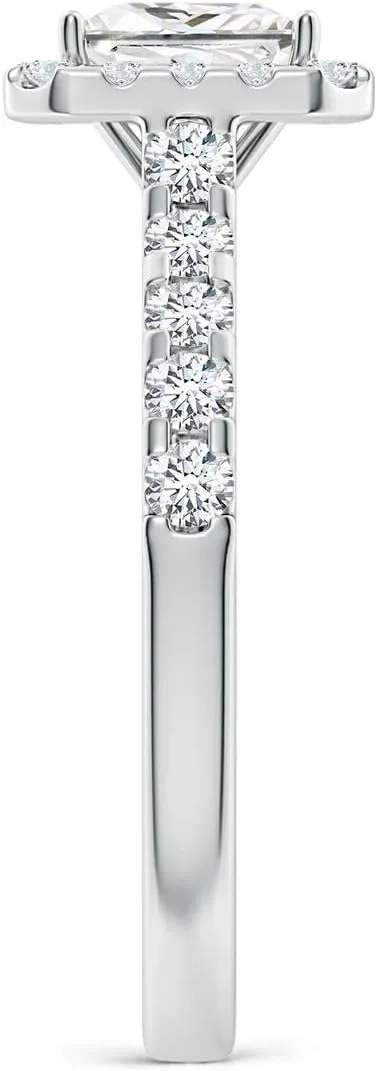 Angara Lab Grown Princess-Cut Diamond Halo Engagement Ring in Silver / 14K Solid Gold/Platinum | April Birthstone, Birthday, Anniversary, Wedding Jewelry Gift for Women