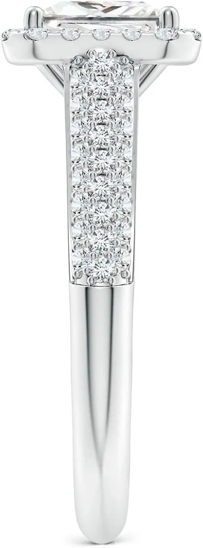 Angara Lab Grown Princess-Cut Diamond Halo Engagement Ring with Pave-Set Accents in Silver / 14K Solid Gold/Platinum | April Birthstone, Birthday, Anniversary, Wedding Jewelry Gift for Women