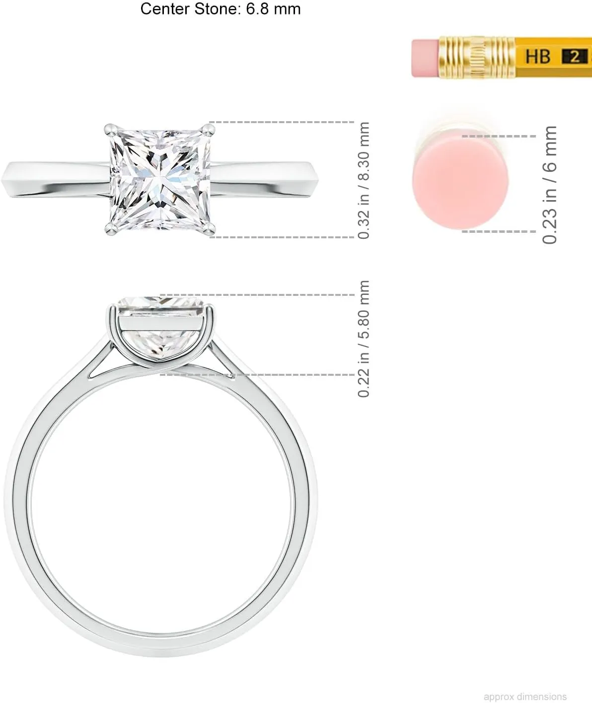 Angara Lab Grown Princess-Cut Diamond Knife-Edge Shank Trellis Engagement Ring in Silver / 14K Solid Gold/Platinum | April Birthstone, Birthday, Anniversary, Wedding Jewelry Gift for Women
