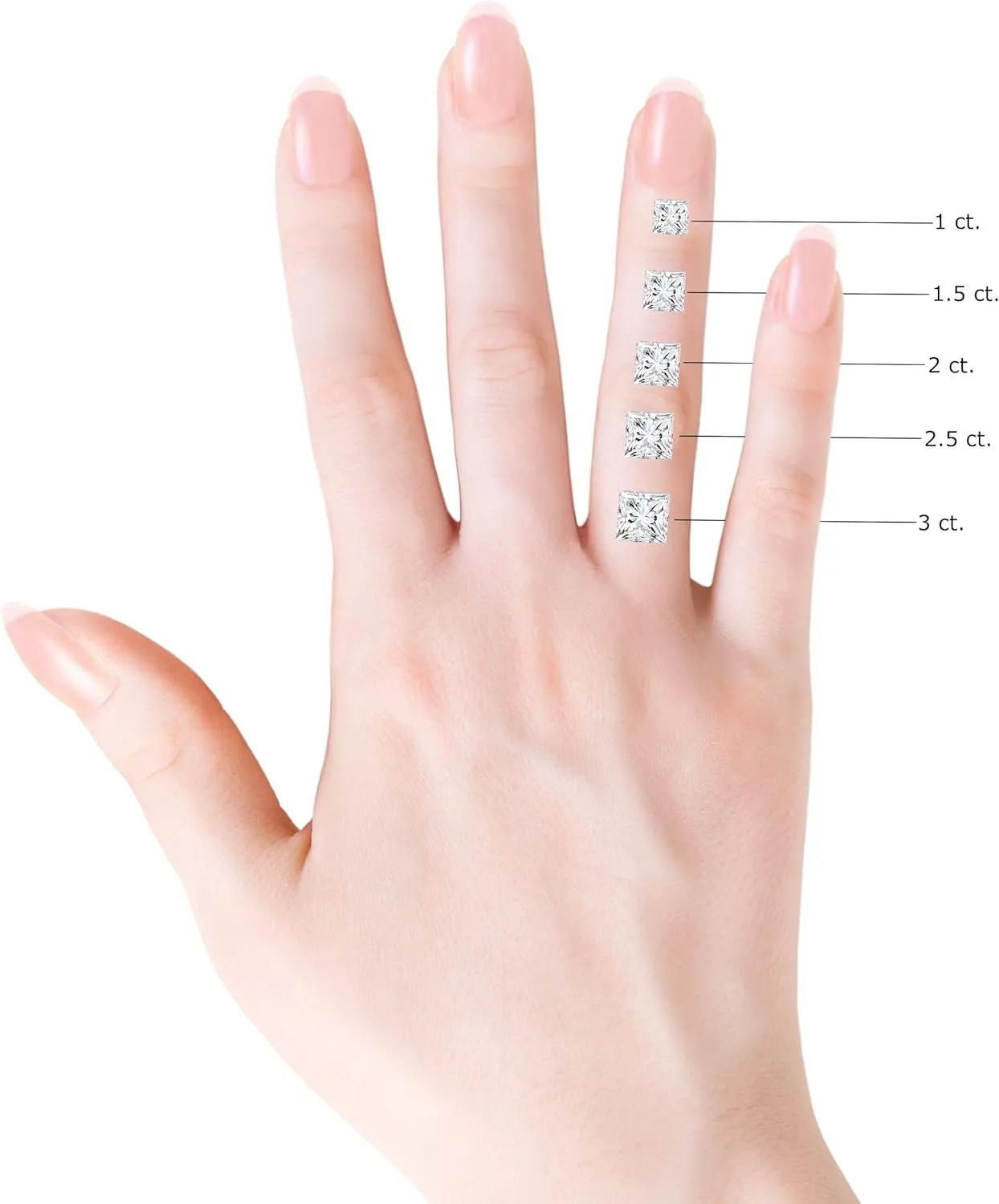 Angara Lab Grown Princess-Cut Diamond Side Stone Halo Engagement Ring in Silver / 14K Solid Gold/Platinum | April Birthstone, Birthday, Anniversary, Wedding Jewelry Gift for Women