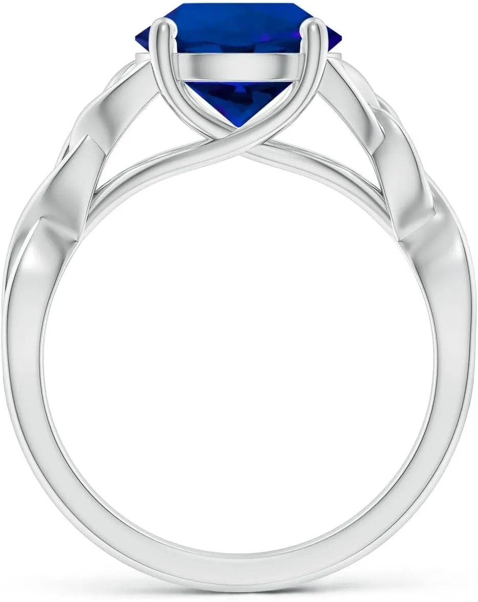 Angara Lab Grown Round Blue Sapphire Celtic Knot Engagement Ring in 14K Solid Gold/Platinum | Birthday, Anniversary, Wedding Jewelry Gift for Women