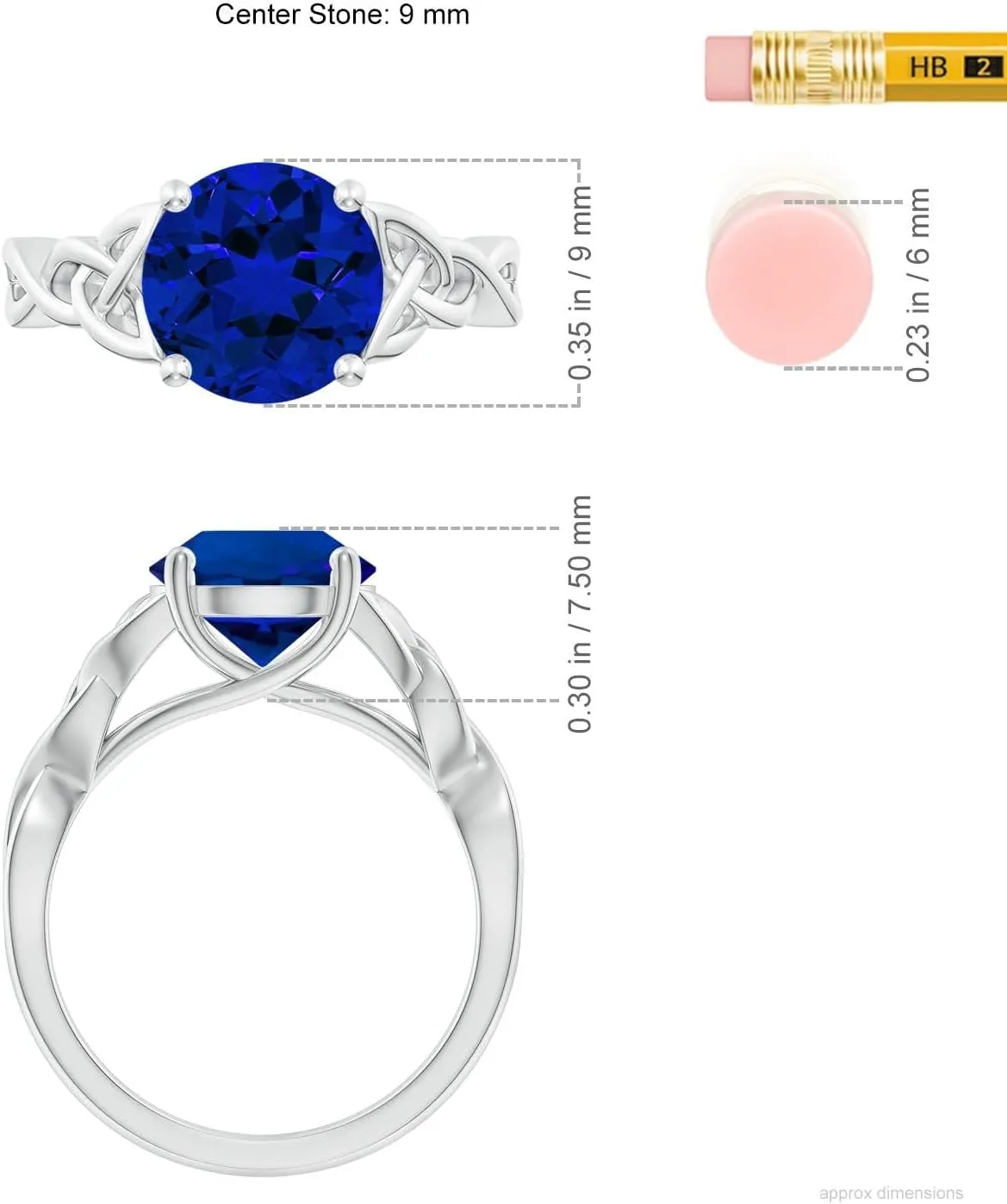 Angara Lab Grown Round Blue Sapphire Celtic Knot Engagement Ring in 14K Solid Gold/Platinum | Birthday, Anniversary, Wedding Jewelry Gift for Women