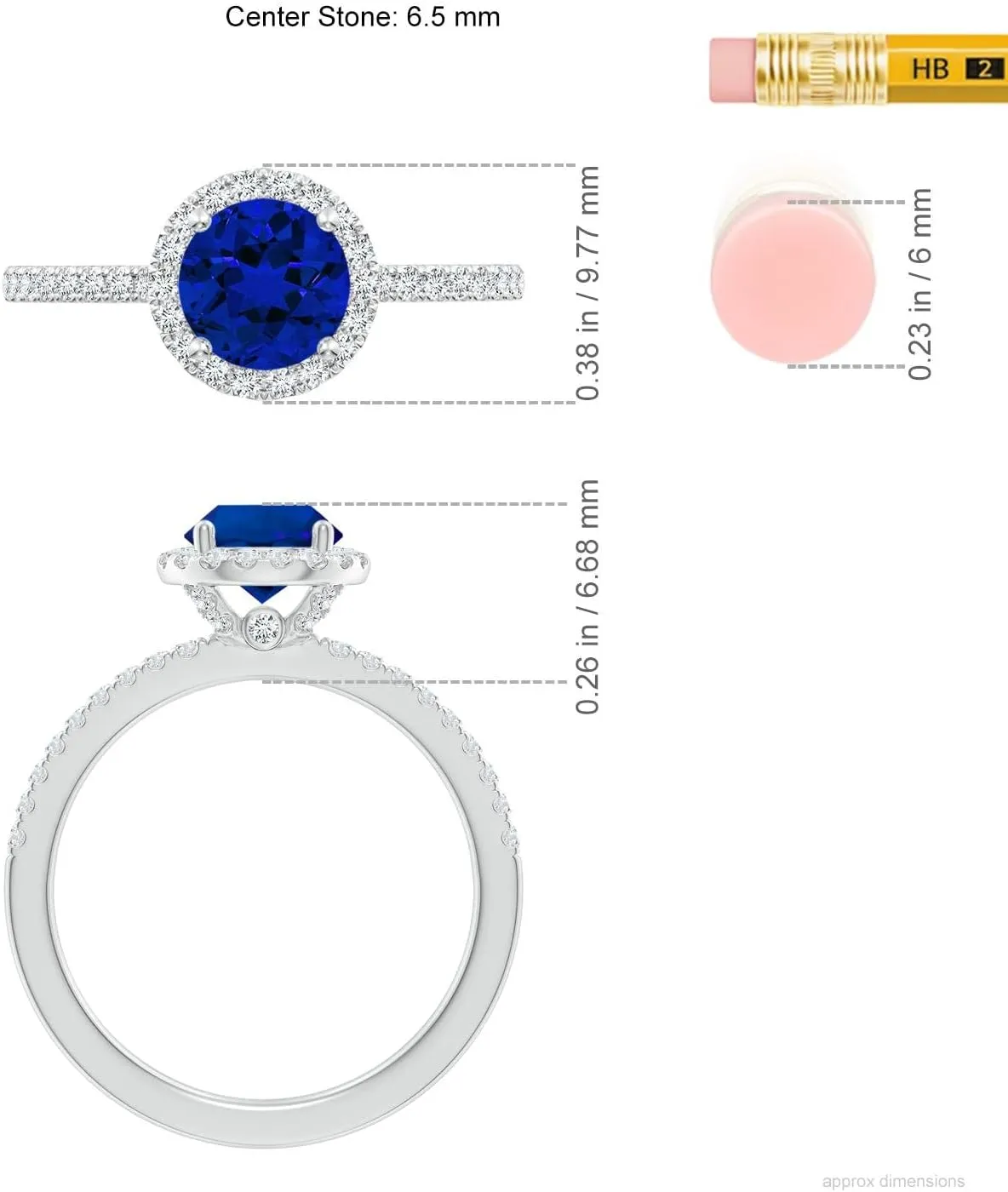 Angara Lab Grown Round Blue Sapphire Classic Halo Engagement Ring in 14K Solid Gold/Platinum | Birthday, Anniversary, Wedding Jewelry Gift for Women