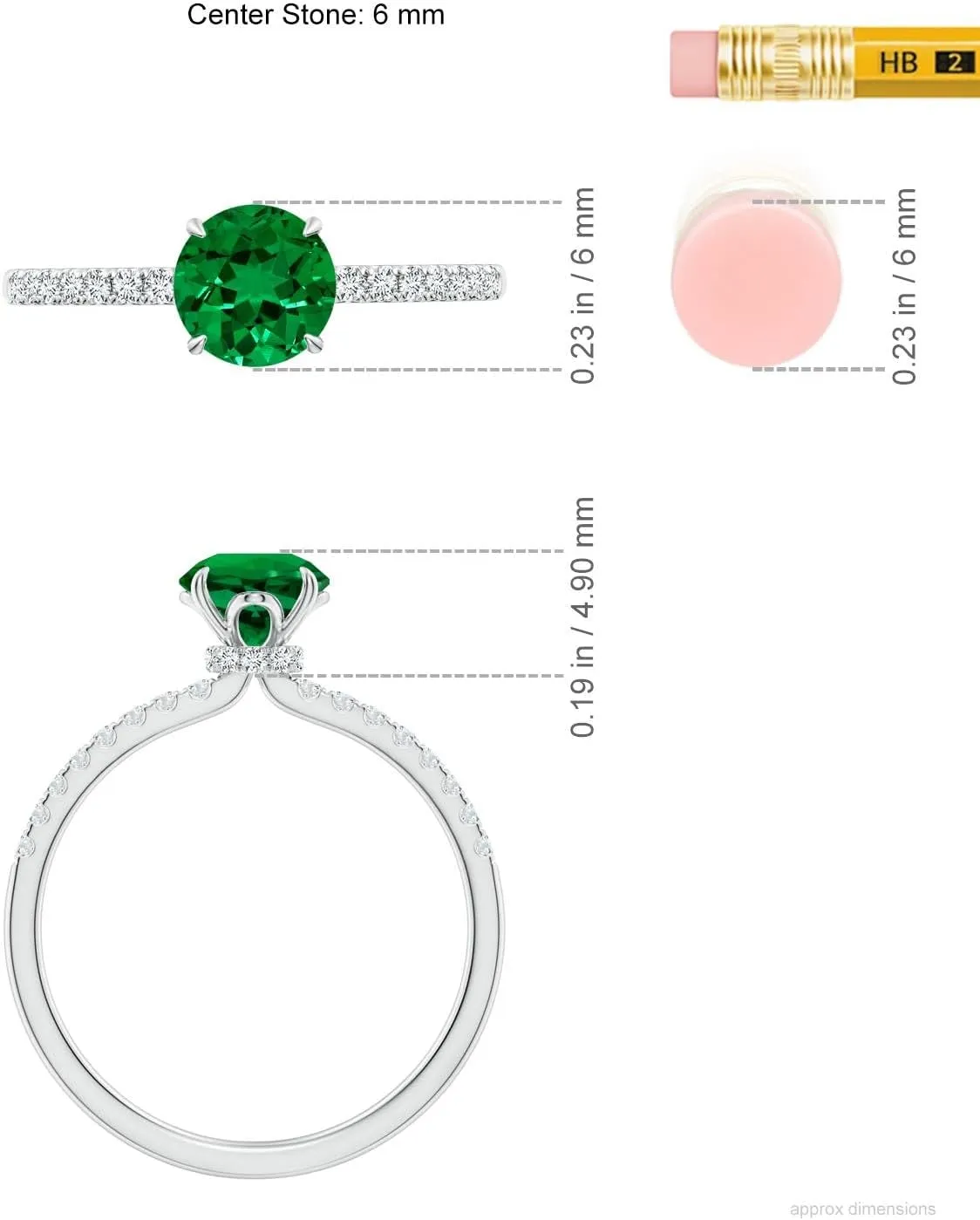 Angara Lab Grown Round Emerald Hidden Halo Engagement Ring in 14K Solid Gold/Platinum | Birthday, Anniversary, Wedding Jewelry Gift for Women