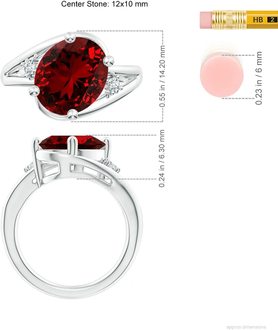 Angara Lab Grown Ruby and Lab Diamond Split Shank Ring in 14K Solid Gold/Platinum | July Birthstone, Birthday, Engagement, Anniversary, Wedding Jewelry Gift for Women