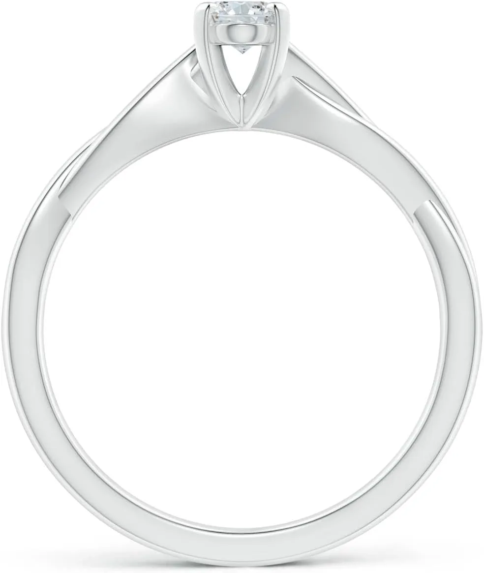 Angara Lab Grown Solitaire Oval Diamond Twisted Shank Engagement Ring in Silver / 14K Solid Gold/Platinum | April Birthstone, Birthday, Anniversary, Wedding Jewelry Gift for Women