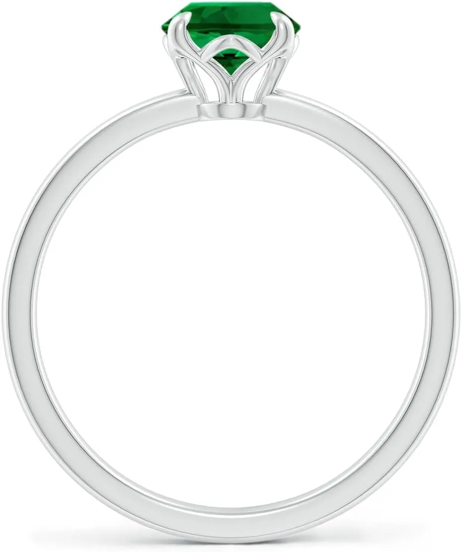 Angara Lab Grown Solitaire Oval Emerald Classic Engagement Ring in 14K Solid Gold/Platinum | Birthday, Anniversary, Wedding Jewelry Gift for Women