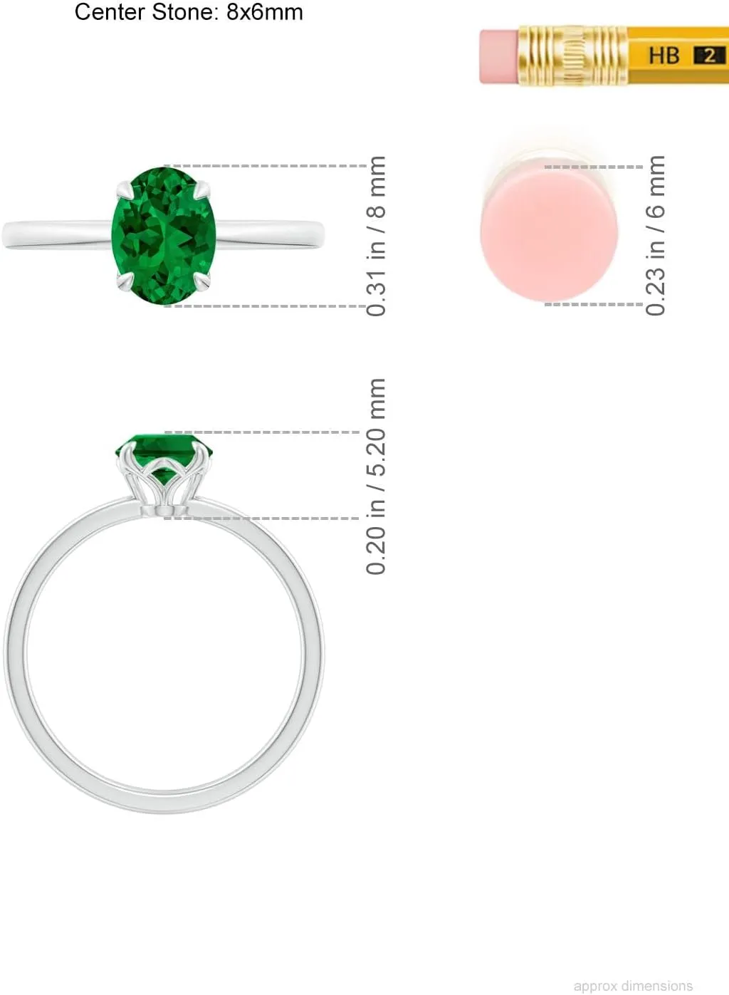 Angara Lab Grown Solitaire Oval Emerald Classic Engagement Ring in 14K Solid Gold/Platinum | Birthday, Anniversary, Wedding Jewelry Gift for Women