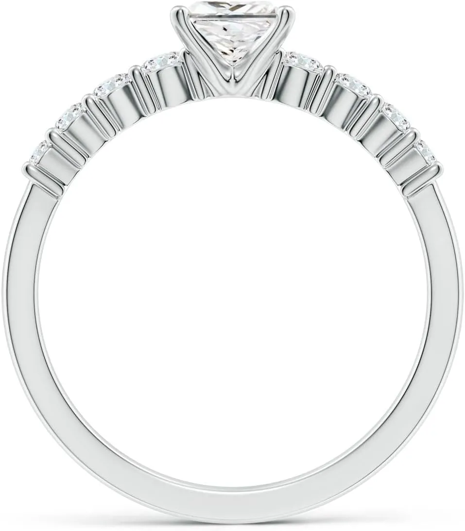 Angara Lab Grown Solitaire Princess-Cut Diamond Graduated Engagement Ring in Silver / 14K Solid Gold/Platinum | April Birthstone, Birthday, Anniversary, Wedding Jewelry Gift for Women
