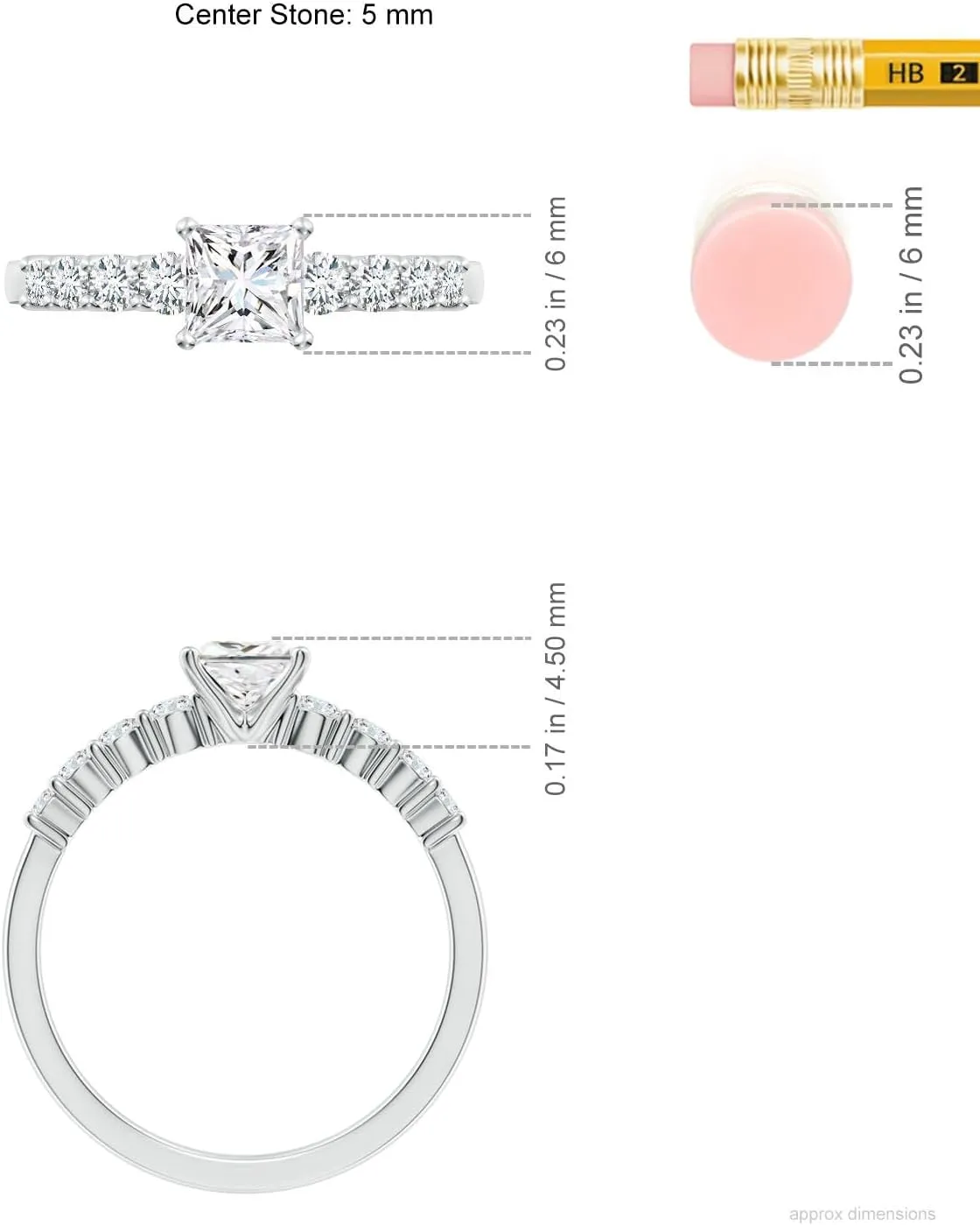 Angara Lab Grown Solitaire Princess-Cut Diamond Graduated Engagement Ring in Silver / 14K Solid Gold/Platinum | April Birthstone, Birthday, Anniversary, Wedding Jewelry Gift for Women