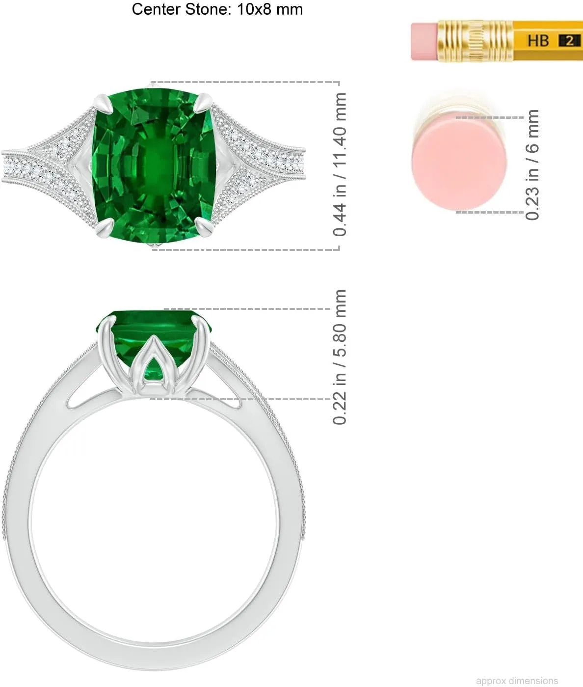 Angara Lab Grown Vintage Inspired Cushion Rectangular Emerald Split Shank Engagement Ring in 14K Solid Gold/Platinum | Birthday, Anniversary, Wedding Jewelry Gift for Women