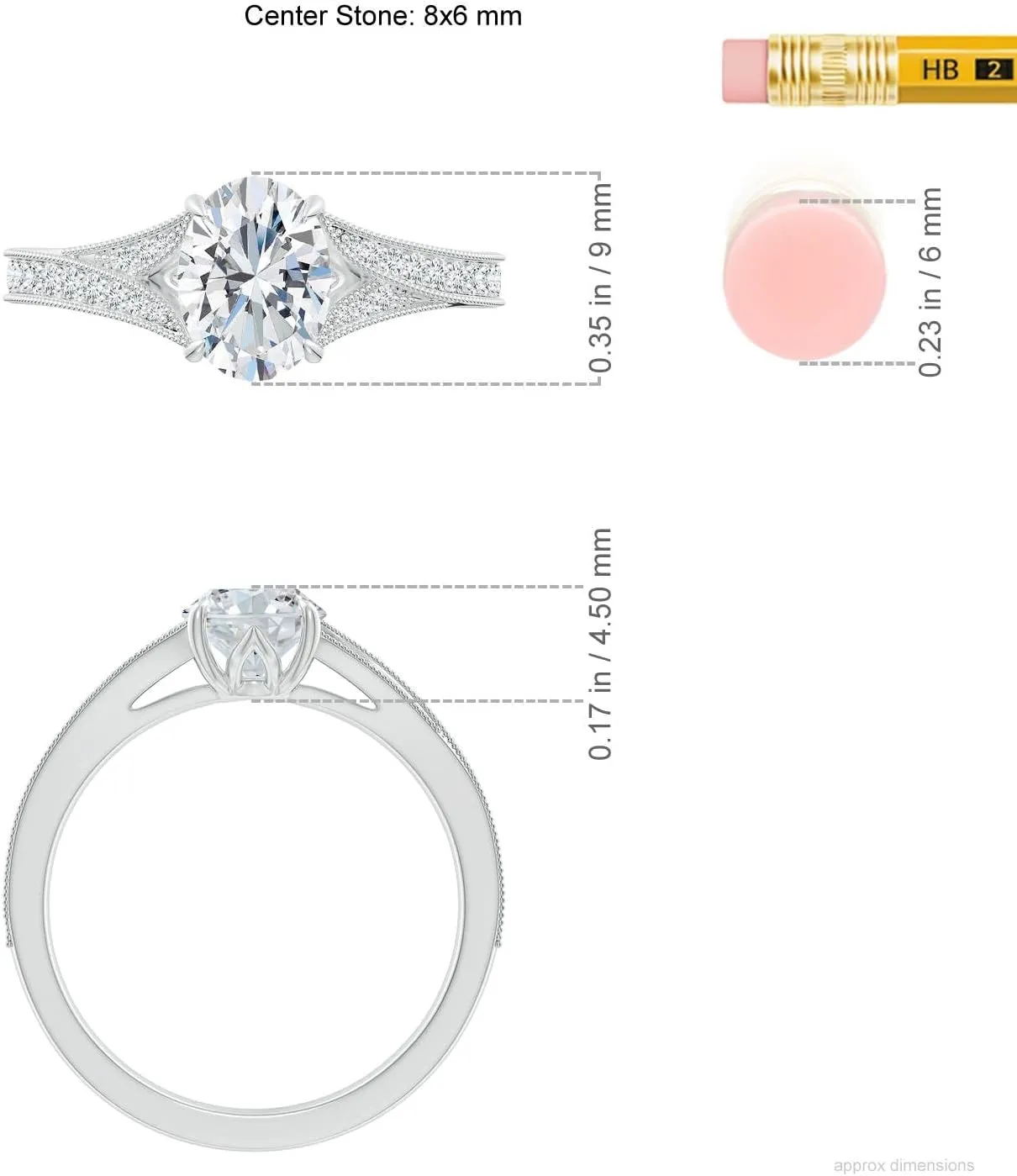 Angara Lab Grown Vintage Inspired Oval Diamond Split Shank Engagement Ring in 14K Solid Gold/Platinum | April Birthstone, Birthday, Anniversary, Wedding Jewelry Gift for Women