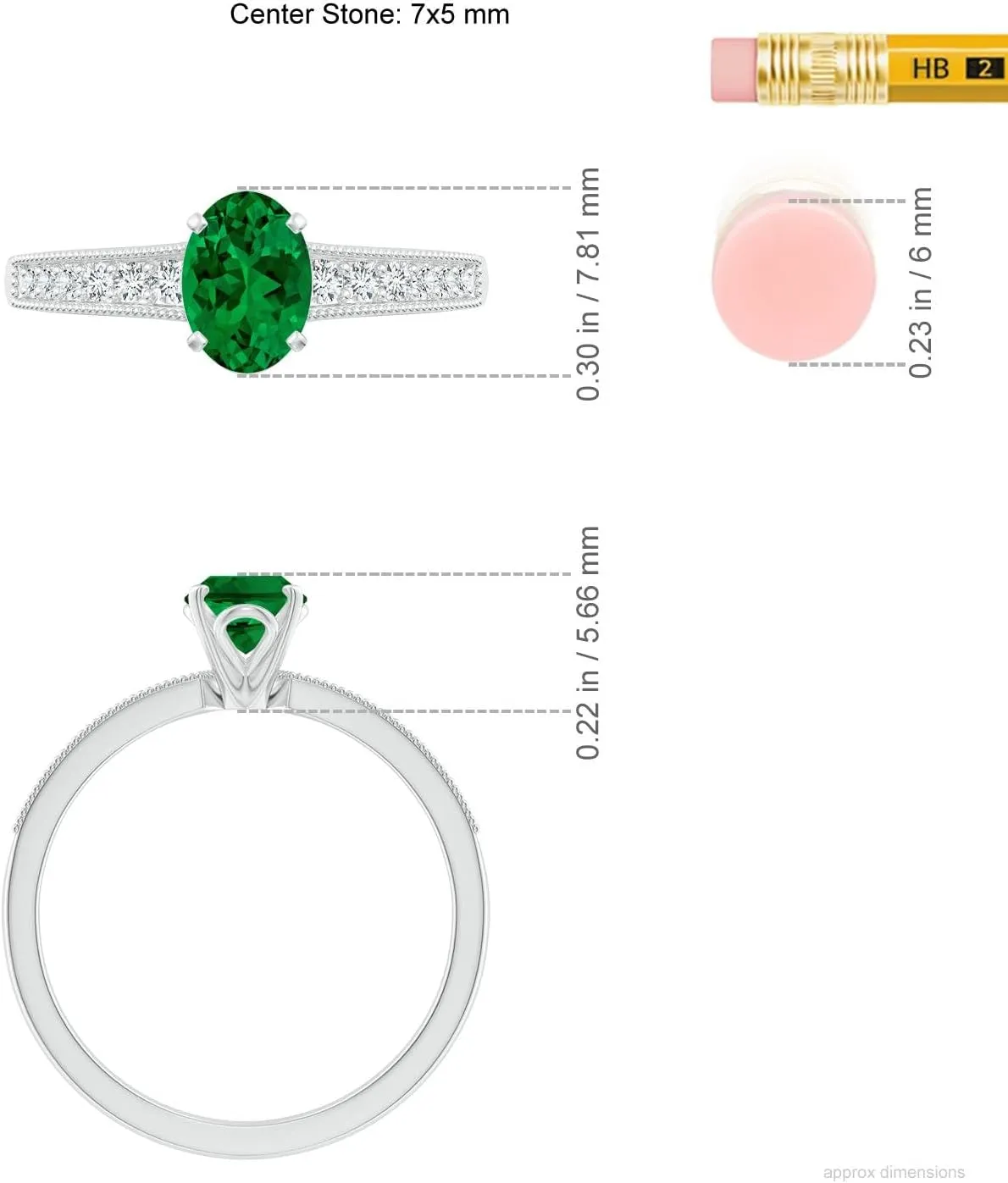 Angara Lab Grown Vintage Style Oval Emerald Engagement Ring with Accents in 14K Solid Gold/Platinum | May Birthstone, Birthday, Anniversary, Wedding Jewelry Gift for Women