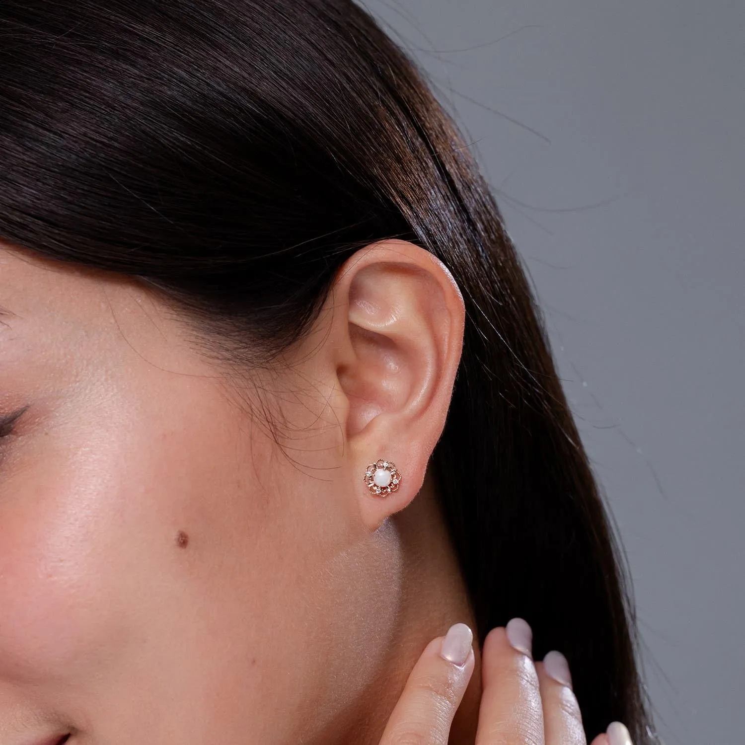 ANGARA Natural Vintage Style Opal and Diamond Fleur De Lis Earrings in Silver / 14K Solid Gold/Platinum | October Birthstone, Birthday, Engagement, Anniversary, Wedding Jewelry Gift for Women