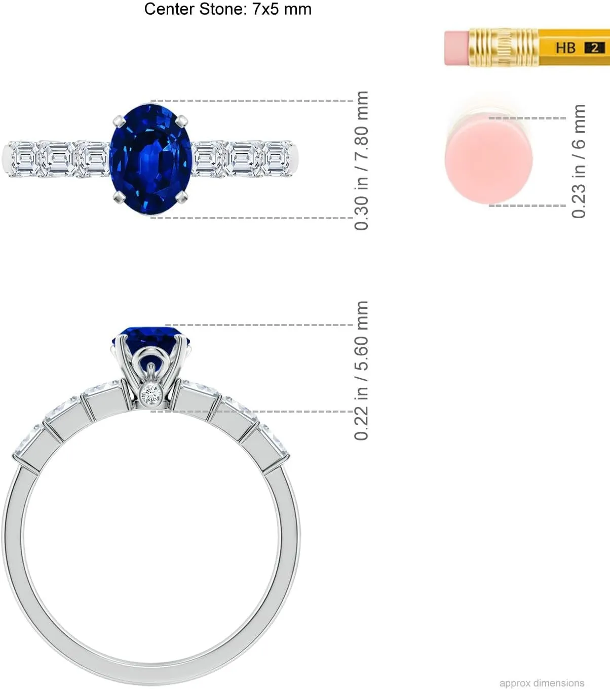 Angara Oval Lab Grown Blue Sapphire Engagement Ring with Diamond Accents in 14K Solid Gold/Platinum | September Birthstone, Birthday, Anniversary, Wedding Jewelry Gift for Women