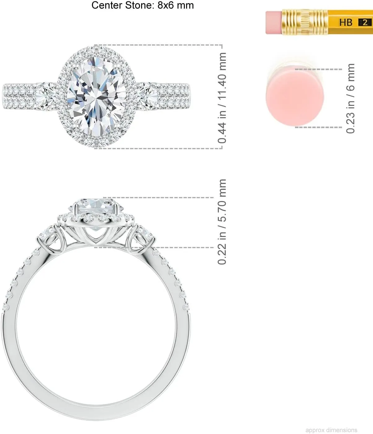 Angara Oval Lab Grown Diamond Halo Double Shank Engagement Ring in 14K Solid Gold/Platinum | April Birthstone, Birthday, Anniversary, Wedding Jewelry Gift for Women
