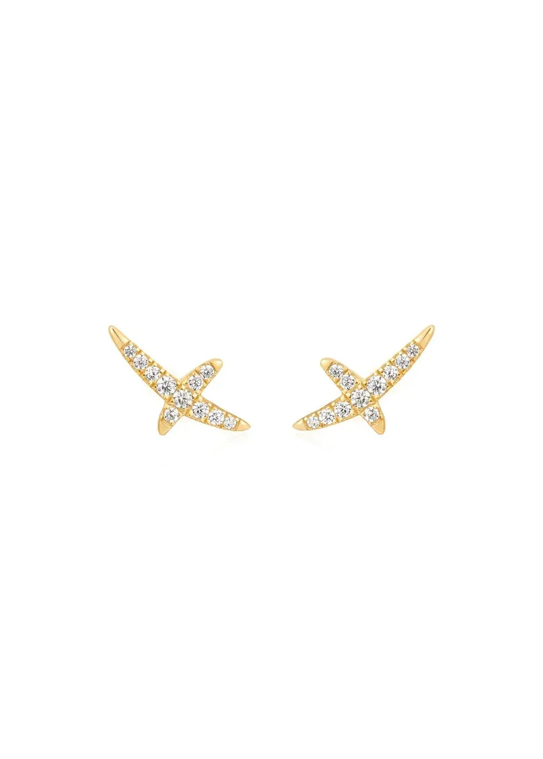 ANIA HAIE HEART HUNTER GOLD KISS PAVE STUD EARRINGS E057-02G