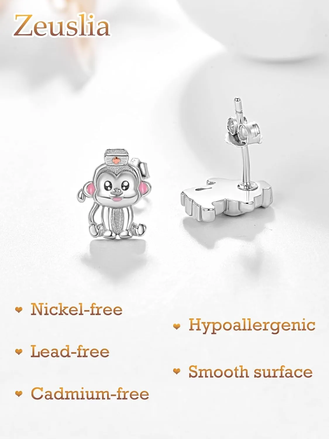 Animal Earrings 925 Sterling Silver Nurse Stud Earrings Cute Animal Earrings Jewelry Nurse Day Gifts for Women
