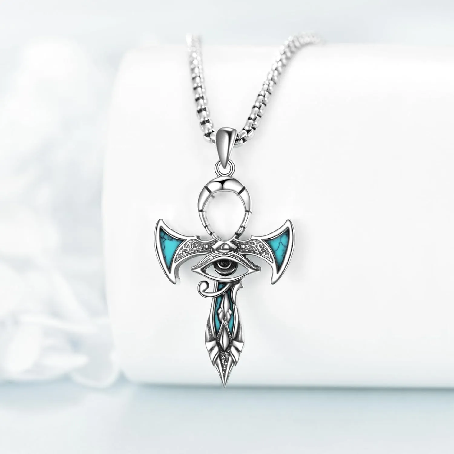 Ankh Cross/Scarab/Anubis/Nefertiti Necklace 925 Sterling Silver Pendant Necklace Egyptian Jewelry Gifts for Men Women
