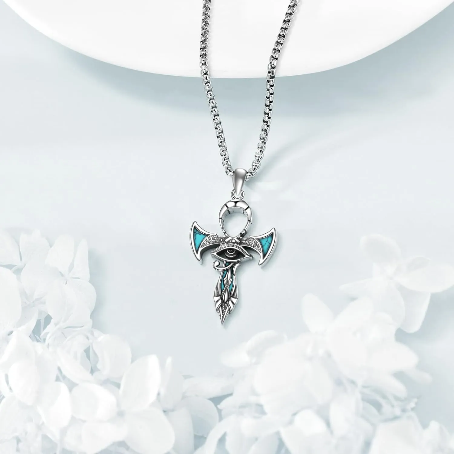 Ankh Cross/Scarab/Anubis/Nefertiti Necklace 925 Sterling Silver Pendant Necklace Egyptian Jewelry Gifts for Men Women