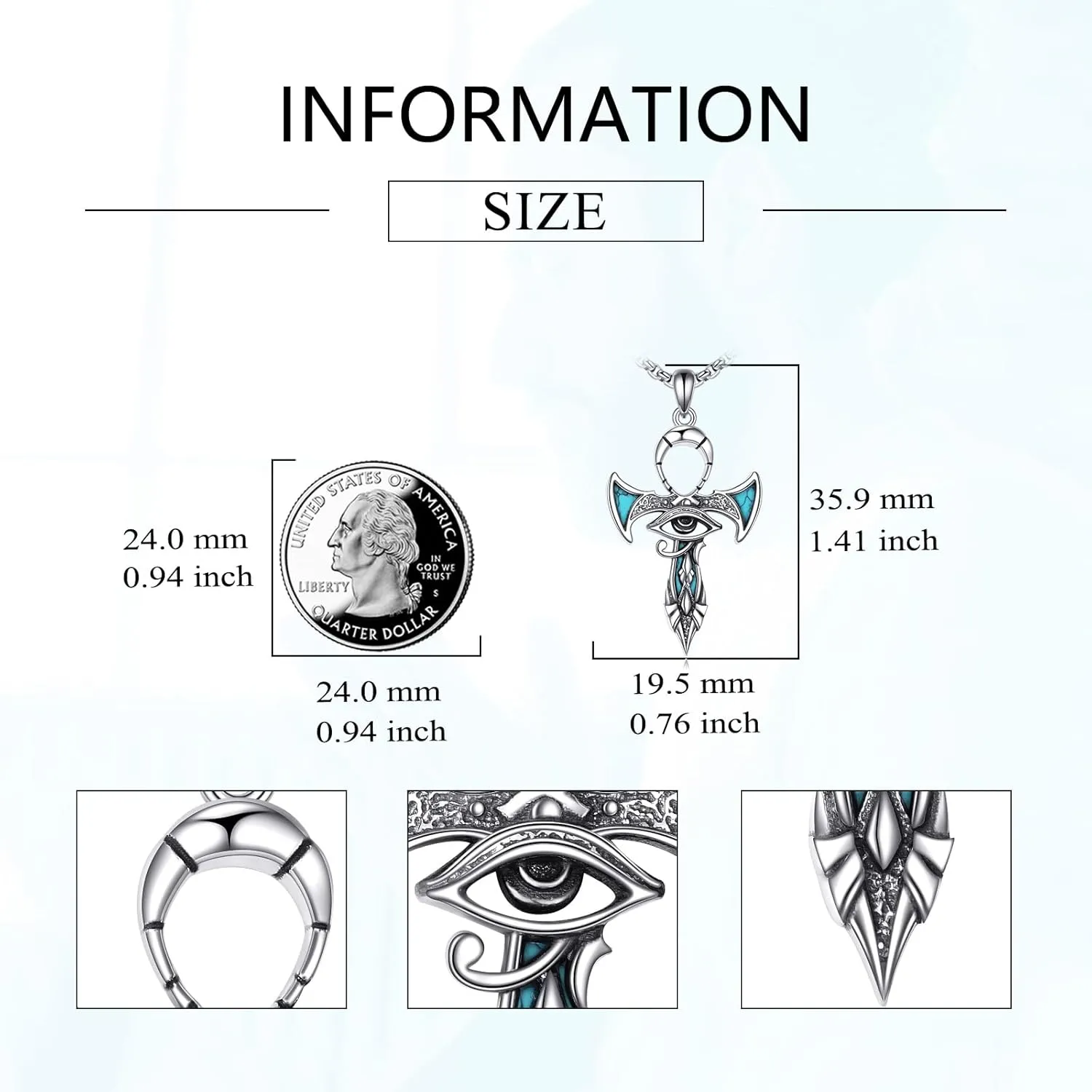 Ankh Cross/Scarab/Anubis/Nefertiti Necklace 925 Sterling Silver Pendant Necklace Egyptian Jewelry Gifts for Men Women