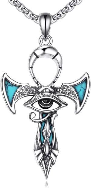 Ankh Cross/Scarab/Anubis/Nefertiti Necklace 925 Sterling Silver Pendant Necklace Egyptian Jewelry Gifts for Men Women