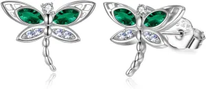 AOBOCO Sterling Silver Dragonfly Studs: Women's Earrings with Crystal Presents for Birthdays, Weddings, and Holidays