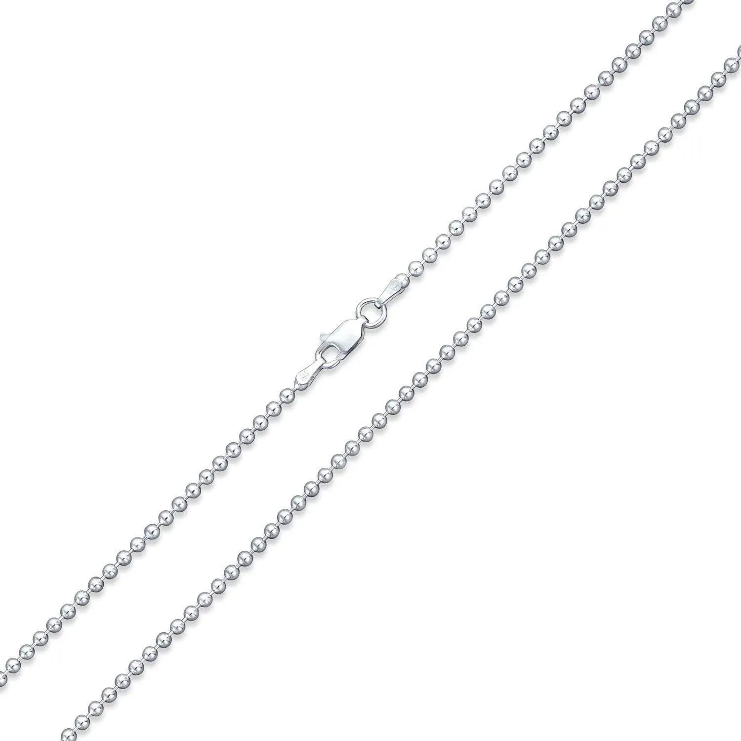 ARGENTO REALE 925 Sterling Silver Necklace 1.5MM-5MM Bead Ball Link Chain Necklace, Dog Tag Army Chain for Pendants, Pallini, Gift, silver chain, Solid Silver, 16-30 Inch made in italy