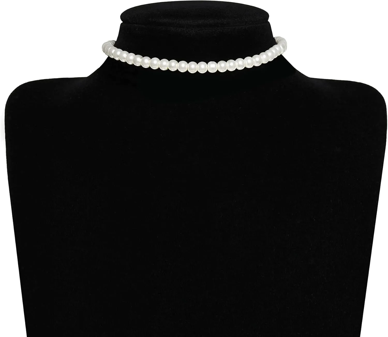 BABEYOND Round Imitation Pearl Choker Necklace Multi Strands Choker 20s Flapper Necklace Accessories for Gatsby Themed Party