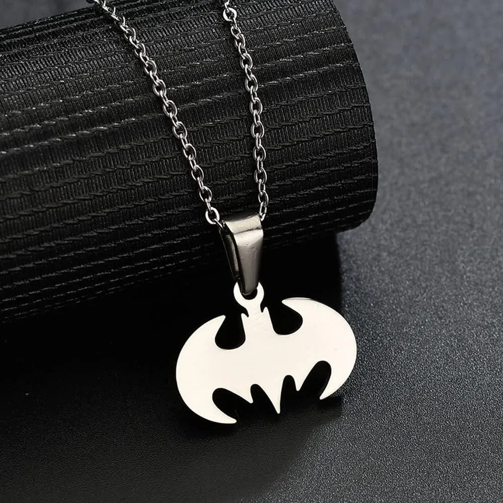Bat Necklace for Men Women Stainless Steel Gold Silver Lightweight Fashion Goth Cool Hippie Bat Pendant Necklace Jewelry Gift