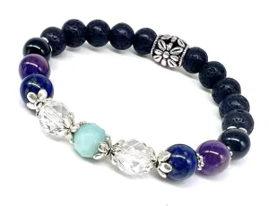 Be CALM Gemstone bracelet/Stretch/Medium/Healing Crystals/Amethyst/Amazonite/Black Onyx/Crystal Quartz/Lapis/Aromatherapy jewelry