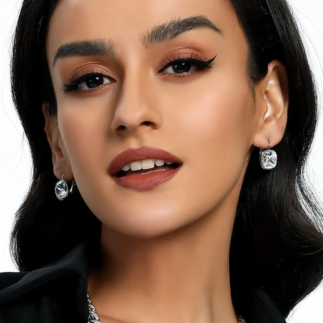 Bella Drop Earrings Crystals 18K White Gold Plated Hypoallergenic Dangle Earrings Jewelry for Women