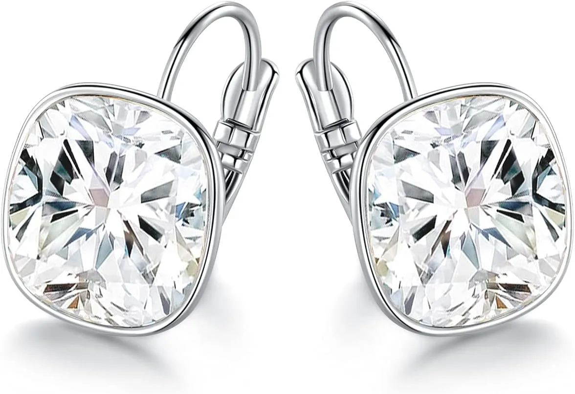 Bella Drop Earrings Crystals 18K White Gold Plated Hypoallergenic Dangle Earrings Jewelry for Women