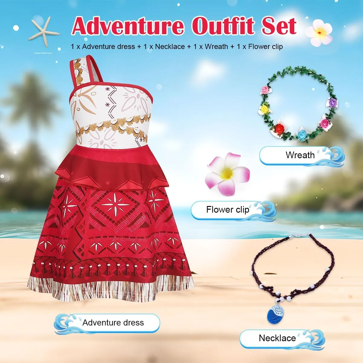 Benylion Princess Dress Up Ocean Adventure Costumes for Girls Christmas Gifts Toddler Pretend Play Birthday Party Dresses