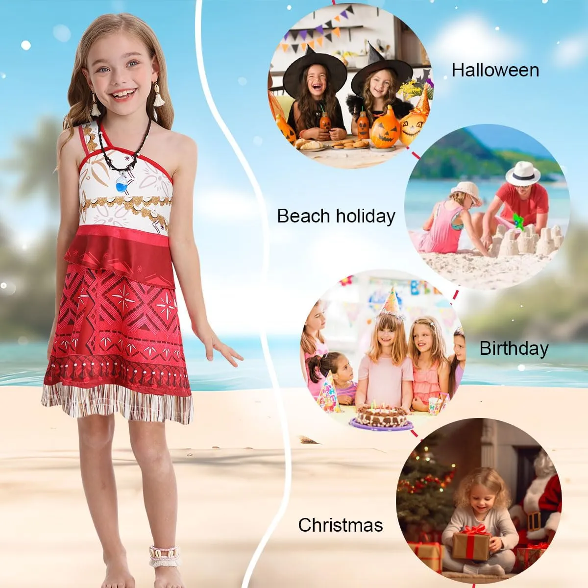 Benylion Princess Dress Up Ocean Adventure Costumes for Girls Christmas Gifts Toddler Pretend Play Birthday Party Dresses