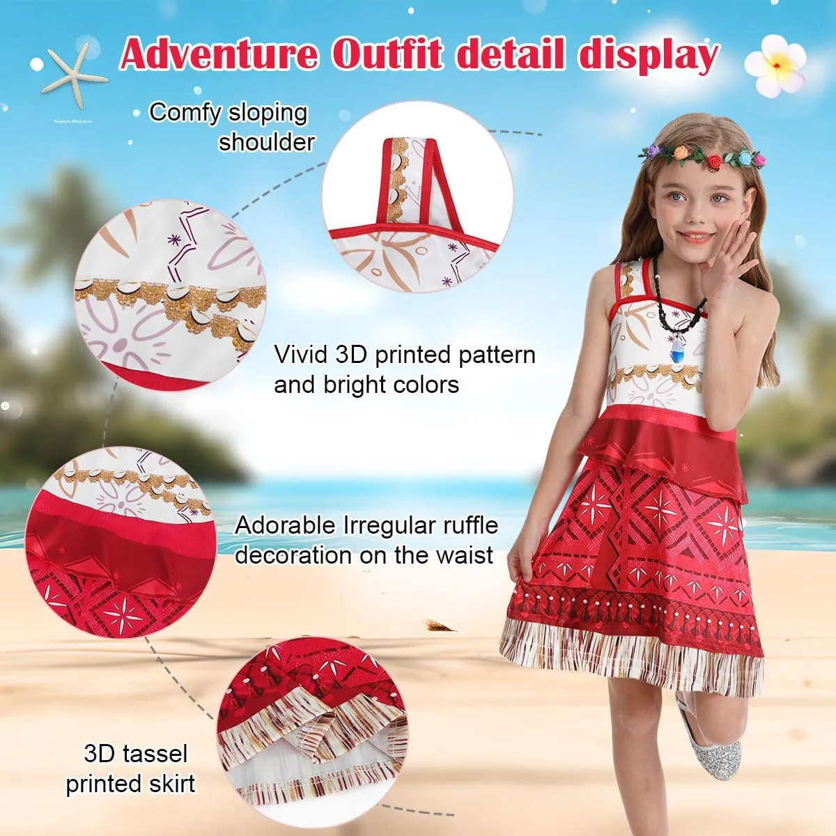 Benylion Princess Dress Up Ocean Adventure Costumes for Girls Christmas Gifts Toddler Pretend Play Birthday Party Dresses