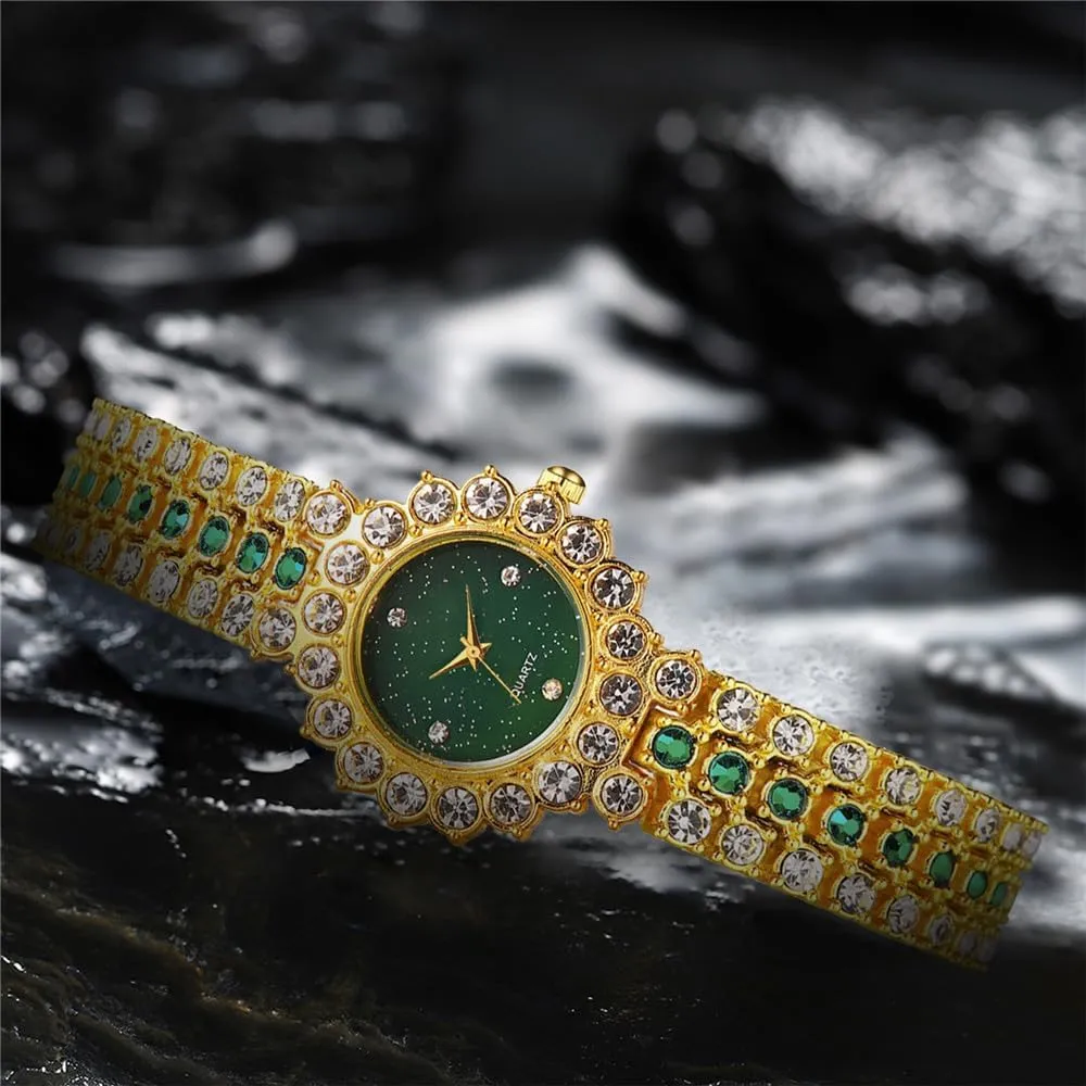 BESTKANG Two Tone Women's Watch Full Diamond Luxury Elegant Rhinestone Quartz Waterproof Watches for Women Bracelet Set