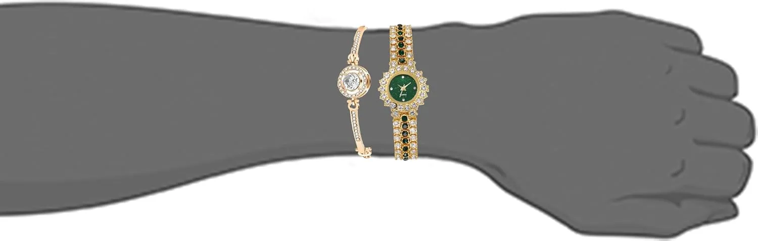 BESTKANG Two Tone Women's Watch Full Diamond Luxury Elegant Rhinestone Quartz Waterproof Watches for Women Bracelet Set